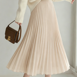 Casual High Waist Pleated Long Skirt