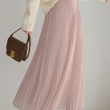 Casual High Waist Pleated Long Skirt