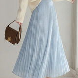 Casual High Waist Pleated Long Skirt