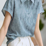 Temperament Commuter Ink Wash Drop Shoulder Shirt