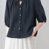 Temperament Commuter Bow Tie Ribbon Doll Blouse