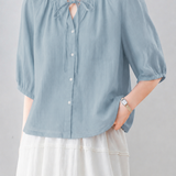 Temperament Commuter Bow Tie Ribbon Doll Blouse