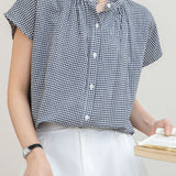 Temperament Ruffled Plaid Short Sleeve Shirt