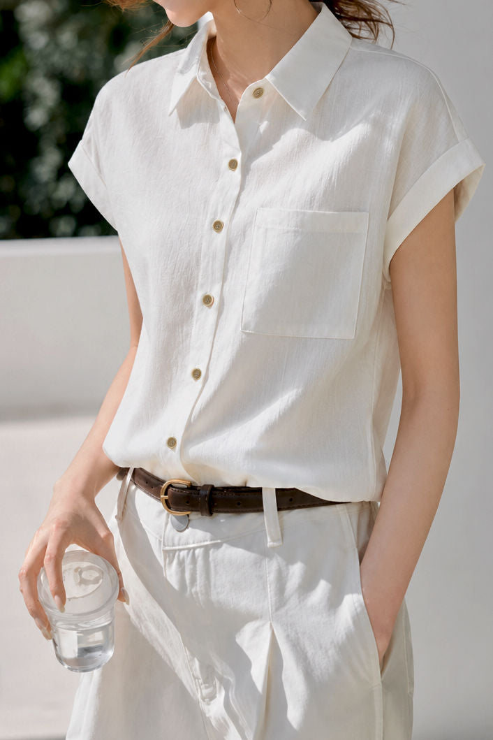 Casual Commuter Sleeveless Cuff Shirt