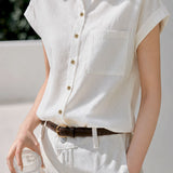 Casual Commuter Sleeveless Cuff Shirt