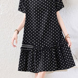 Elegant Casual Polka Dot Round Neck Dress