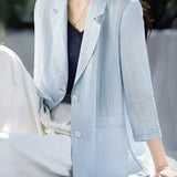 Casual Thin Linen Three-Quarter Sleeve Blazer