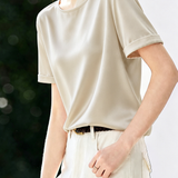 Elegant Minimalist Round Neck Short-Sleeve T-Shirt
