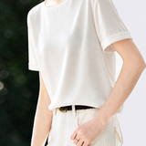 Elegant Minimalist Round Neck Short-Sleeve T-Shirt