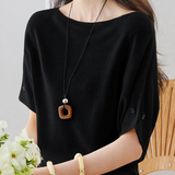 Off-Shoulder Batwing Short-Sleeve Knit Top
