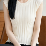 Elegant Ribbed Silk Knit Tank Top