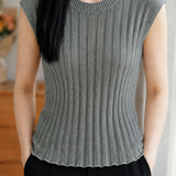 Elegant Ribbed Silk Knit Tank Top