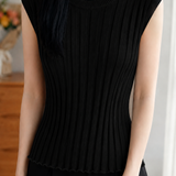 Elegant Ribbed Silk Knit Tank Top