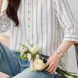 Casual Minimalist Vertical Striped Batwing Sleeve Shirt