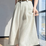 Casual Cotton Linen Five-point Wide Leg Shorts