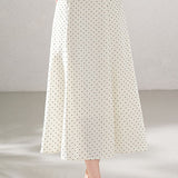 Gentle Elegant High Waist Polka Dot A-line Midi Skirt