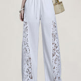 Delicate Elegant Hollow Lace Wide Leg Pants