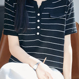 Casual Commute Half-Zip Color Block Striped Knit Top