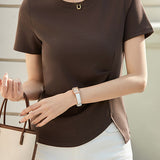 Elegant Commute Side Pleated Slit T-Shirt