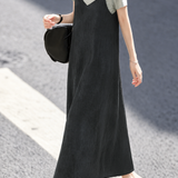 Casual V-Neck Cami Two-in-One Midi Dress
