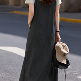 Casual V-Neck Cami Two-in-One Midi Dress