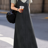 Casual V-Neck Cami Two-in-One Midi Dress