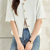 Elegant Commute Short Sleeve Blazer Suit Pants