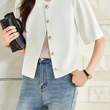 Elegant Commute Short Sleeve Blazer Suit Pants