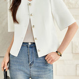 Elegant Commute Short Sleeve Blazer Suit Pants