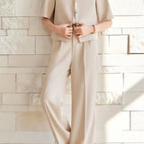 Elegant Commute Short Sleeve Blazer Suit Pants
