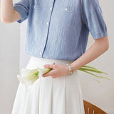 Casual Elegant Color Block Round Neck Short Sleeve Knit Top