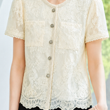 Delicate Commuter Pearl Button Embroidered Blouse