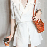 Elegant Commuter Blazer High Waist Slit Shorts Set