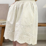 Casual Commuter Hollow Embroidery Five-point Wide Leg Shorts