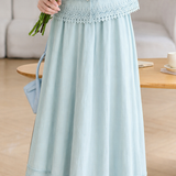 Delicate Elegant Ruffle Embroidery Top & Midi Skirt Two-piece Set