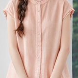 Casual Commuter Crew Neck Ruffle Cap Sleeve Blouse