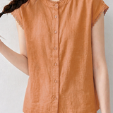 Casual Commuter Crew Neck Ruffle Cap Sleeve Blouse