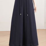 Casual High Waist Drawstring Wide-Leg Cropped Pants