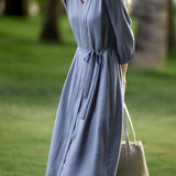Artistic Commuter V-neck Waist-cinched Dress