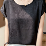 Elegant Commuter Jacquard Satin Blouse
