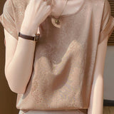 Elegant Commuter Jacquard Satin Blouse