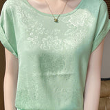 Elegant Commuter Jacquard Satin Blouse