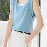 Minimalist Commuter Double-layer U-neck Sleeveless T-shirt