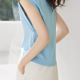 Minimalist Commuter Double-layer U-neck Sleeveless T-shirt