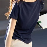 Elegant Off-shoulder Cap Sleeve Button Short Sleeve T-shirt