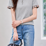 Casual Commuter Plaid Spliced Zip-up T-shirt