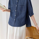 Casual Commuter Seven-point Stitched Denim Shirt