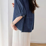 Casual Commuter Seven-point Stitched Denim Shirt