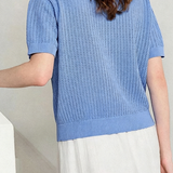 Fresh Commuter Floral Embroidered Short Sleeve Knit Top