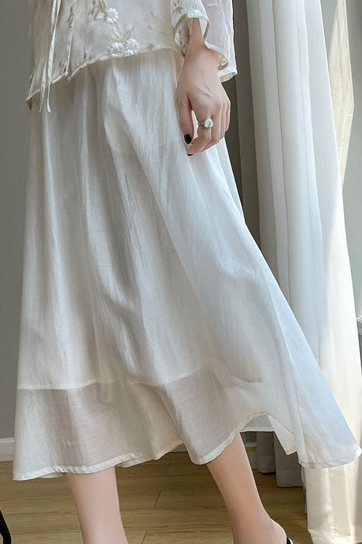Casual Draped Ruched Double-layer Midi Skirt